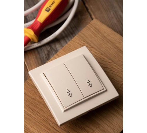 Выключатель 2-кл. СП проходной 10А бежевый Минск EKFERV10-026-20EKF