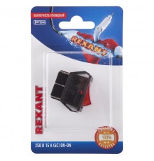 Выключатель клавишный 250V 15А (6с) ON-ON красный с подсветкой (RWB-506, SC-767) (в упак. 1шт.)  06-0305-B  REXANT