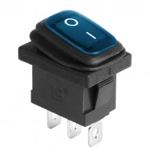 Выключатель клавишный 250V 6А (3с) ON-OFF синий с подсветкой Mini ВЛАГОЗАЩИТА  36-2176  REXANT