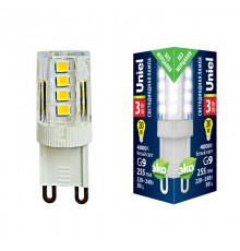 Лампа светодиодная LED-JCD-3W/4000K/G9/CL GLZ09TR LED, прозр 4000К  UL-00006747  Uniel