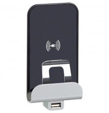 Axolute.Беспроводное зарядное устройство Qi 1А с дополнительным разьемом USB A 5В 2,4А.  H4285CW2  Legrand