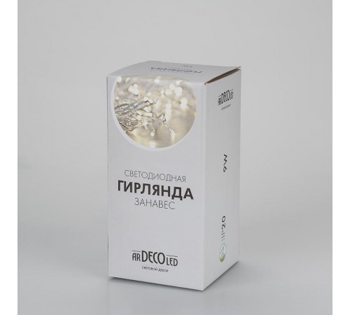 Светодиодная гирлянда ARD-CURTAIN-HOME-1500x1500-CLEAR-144LED White (230V, 6W)  024829  Arlight