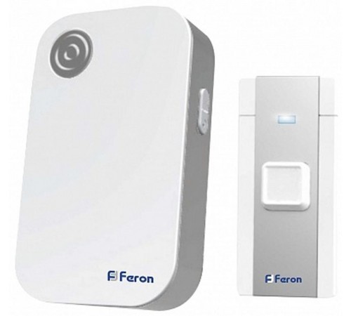 Звонок дверной беспроводной E-372 Электрический 36 мелодий белый серый с питанием от батареек  23685  Feron