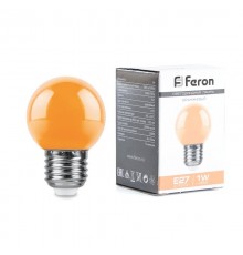 Лампа светодиодная LB-37 (1W) 230V E27 оранжевый для белт лайта G45  38124  Feron