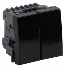 Выключатель модульный двухклавишный 45х45мм черная  АДЛ 13-905-Ч  Рувинил