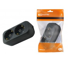 Колодка розеточная 2 гнезда 2П+З 16А 250В черная  SQ1806-0115  TDM