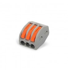 Строительно-монтажная клемма СМК сечение 0,08 - 4 мм  3-проводная серая с рычагом  (50 шт/уп)  PR08.12588  Промрукав