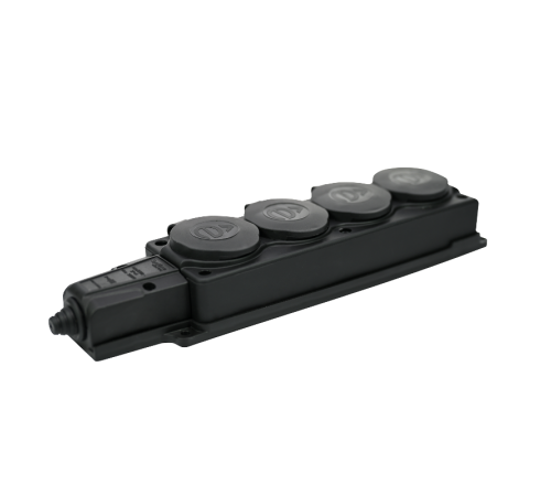 Колодка 4 гнезда 2К+З каучуковая 16А/250В IP44 Чёрная MultiSet  MST4104BK  SE