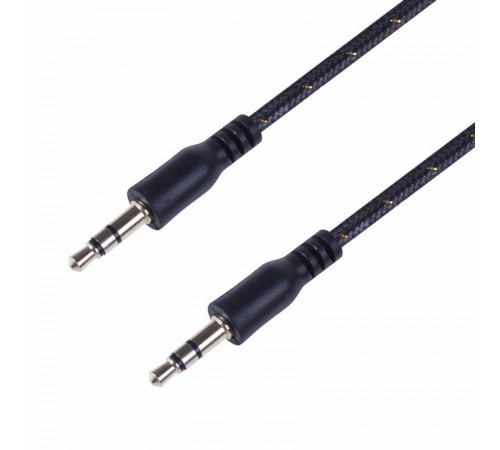 Аудиокабель AUX 3.5 мм в тканевой оплетке 1 м черный  18-4071  REXANT
