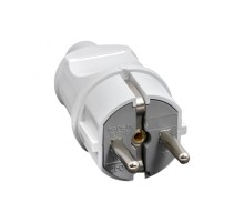 Вилка прямая усиленная с заземлением белая 16А 250В Proxima  AVP16-10-r  EKF аналог AVP16-10