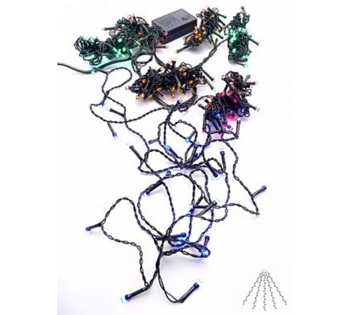 Гирлянда елочная  210 диодов  мульти, CL91   7 веток (3м) + 4м зеленый шнур, IP44  32373  FERON