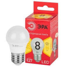 Лампа cветодиодная RED LINE LED P45-8W-827-E27 R Е27 / E27 8 Вт шар теплый белый свет  Б0053028  ЭРА