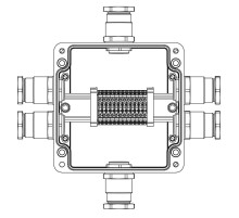 Взрывозащищенная клеммная коробка из полиэстера TBE-P-05-(12xCBC.2)-2xKH3MHK(A)-1xKH3MHK(B)-2xKH3MHK(C)-1xKH3MHK(D)1Ex e IIC Т5 Gb/ Ex tb IIIC T95°C D