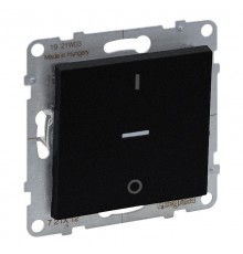 SUNO Выключатель двухполюсный 16АХ 250В с индикацией. Винтовые зажимы. Цвет "Антрацит"  721412  Legrand