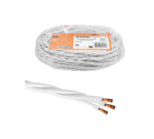 Ретро провод "Эко" 3х2,5 витой ГОСТ белый (10м)  SQ2801-0304  TDM