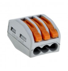 Строительно-монтажная клемма СМК 222-413 с рычагом 3 отверстия 0,08-2,5мм2 (100шт.) EKF PROxima  plc-smk-413  EKF