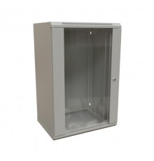 WR-TW-1866-GP-RAL7035 Шкаф настенный 19-дюймовый (19"), 18U, 908x600х600мм, стекл. дв.,, цвет серый (RAL 7035) (разобранный)  521010  WRLine