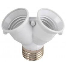 Патрон-разветвитель  цокольный Е27-2хЕ27 белый  Б0069587  ЭРА