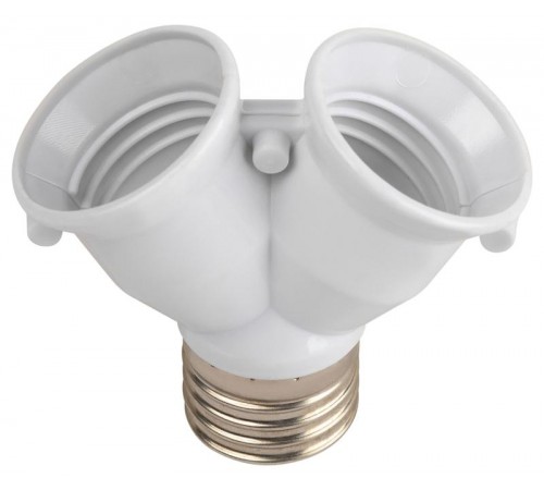 Патрон-разветвитель  цокольный Е27-2хЕ27 белый  Б0069587  ЭРА