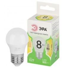 Лампа светодиодная  GREEN LINE LED P45-8W-830-E27 GL E27 8 Вт шар теплый свет  Б0067023  ЭРА