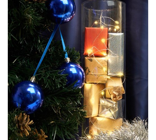 Гирлянда линейная 20 LED 2м, желтый, батарейки 2*АА, IP 20, шнур 0,5м ,CL570  41634  FERON