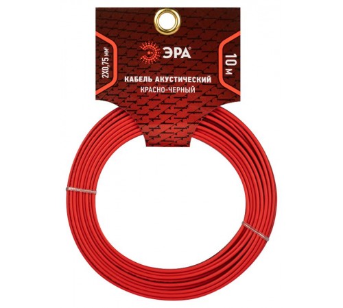 Акустический кабель ЭРА 2х0,75 мм2 красно-черный, 10 м   Б0059289  ЭРА