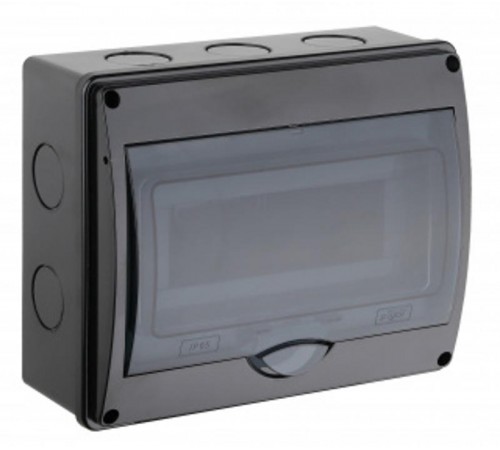 Тусо.Щиток о/п на 10 мод.с вертик.двер.250х200х107мм черный   69011Ч  Рувинил