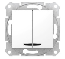 Sedna Белый Выключатель 2-клавишный с подсветкой 10А (сх 5)  SDN0300321  Schneider Electric