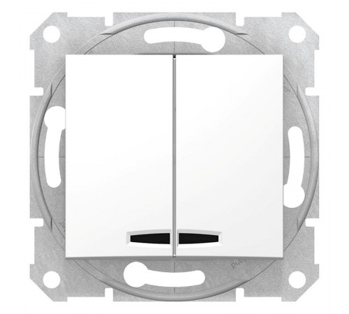 Sedna Белый Выключатель 2-клавишный с подсветкой 10А (сх 5)  SDN0300321  Schneider Electric