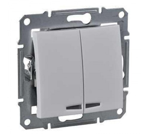 Sedna Белый Выключатель 2-клавишный с подсветкой 10А (сх 5)  SDN0300321  Schneider Electric