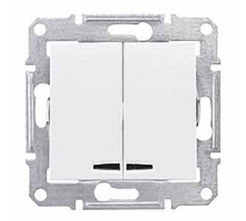 Sedna Белый Выключатель 2-клавишный с подсветкой 10А (сх 5)  SDN0300321  Schneider Electric
