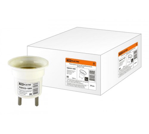 Переходник вилка-Е27 карболитовый, белый  SQ0335-1009  TDM