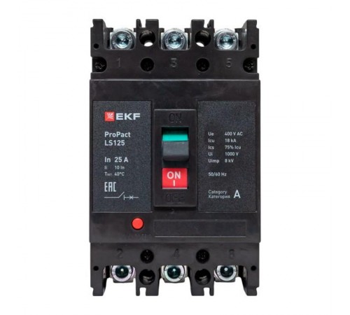 Выключатель автоматический LS125 18кА 3P 25А ProPact  mccb-125-18-3-25-ls  EKF