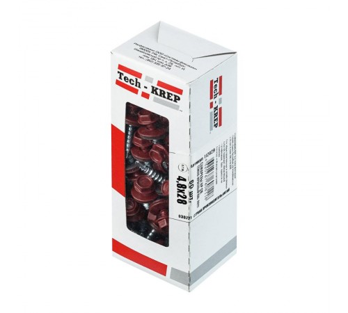 Саморез КР св. 4,8х28 RAL-3011 (тёмно-красный) (60 шт) - коробка с окном ( 0,32 кг)  112029  Tech-KREP