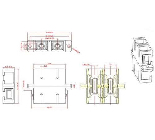 Адаптер проходной оптический FA-P11Z-DSC/DSC-N/BK-BG SC-SC, MM, duplex, корпус пластиковый, бежевый, черные колпачки  242823  Hyperline