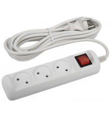 U-3s-5m-2x1 Удлин-ль без заземл, с выкл, 3гн, 5м, ПВС, 2х1мм2, 10А (20/720)  Б0044051  ЭРА