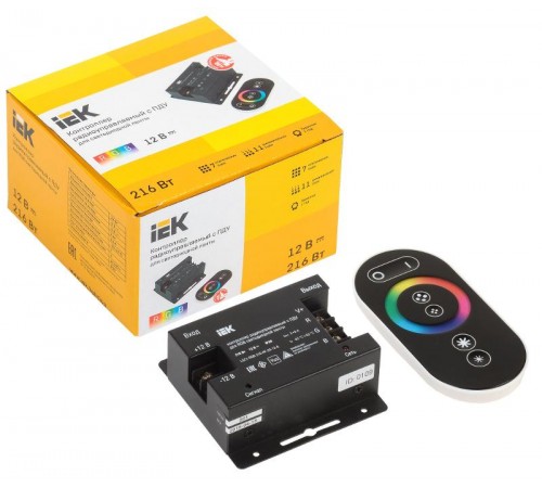 Контроллер с ПДУ радио (черный) RGB 3 канала 216Вт 12В 6А  LSC1-RGB-216-RF-20-12-B  IEK