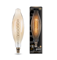 Лампа светодиодная LED Vintage Filament Flexible BT120 8W E27 120*420mm Amber 620lm 2400K 1/10  156802008  Gauss