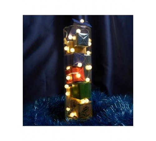 Гирлянда линейная Лед шарики, 30 LED 3м, 2700K, батарейки 3*АА,  IP 20,  шнур 0,5м ,CL565  48611  FERON