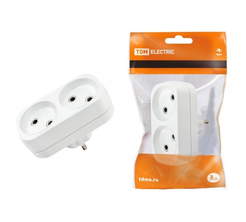 Блок на 2 гнезда 2П б/з плоский 6А 250B   SQ1806-0025  TDM