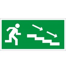 ST-46 односторонний рассеиватель URAN STANDARD с пиктограммой ПЭУ 004 По лестнице вниз направо (202х96)  4502004570  Световые Технологии