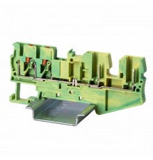 Клемма заземления под вставной штекер, зажим push-in, 4 точки подключения, 2.5 кв.мм  VPR-2.5-QT-2P-PE  DKC