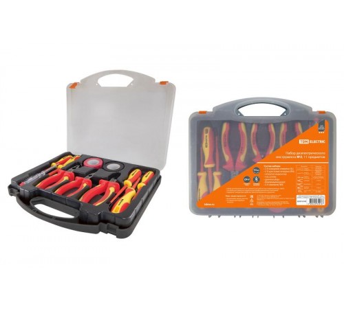 Набор диэлектрического инструмента №2,  пласт. чемодан, 11 предметов,  1000В, "ЭкспертЭлектрик"  SQ1017-0102  TDM