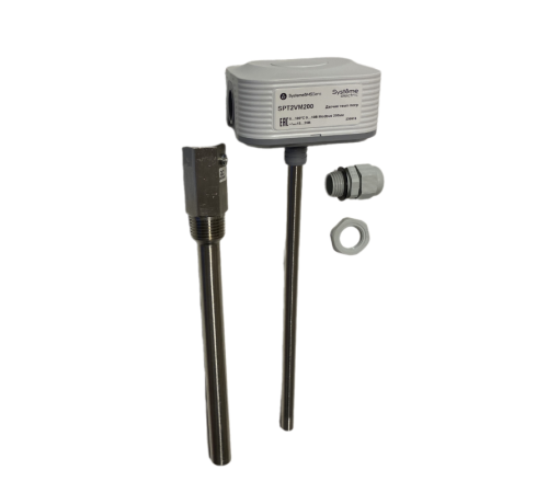 Датчик температуры погружной, 0...+100°С 0...10В RS485/Modbus 200мм ~24В±20%/=15...35В с гильзой 150мм  SPT2VM200  SE