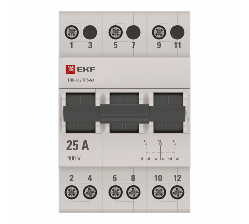 Трехпозиционный переключатель ТПС-63 3P 25А  TPS325  EKF