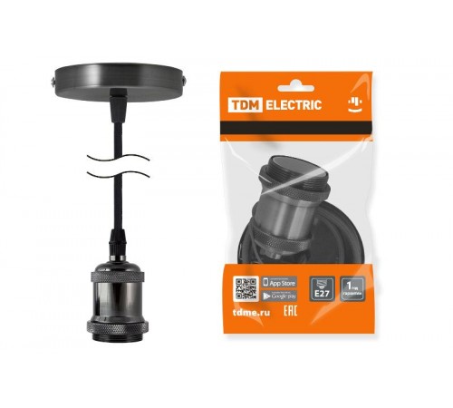 Патрон Е27 с подвесом 1 м, металлический "Лофт", черный  SQ0335-0070  TDM