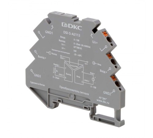 Преобразователь сигнала DSI, 6,2 мм 1 вход 0...10 В, 1 выход 0...20 мА  DSI-S-A2113  DKC