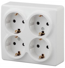 Розетка 11-2211-01  4х2P+E Schuko со шторками, 16АХ-250В, ОУ, Эксперт, Белый Б0020709  ЭРА