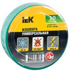 Изолента 0,13х15 мм зеленая 10 метров  UIZ-13-10-10M-K06  IEK