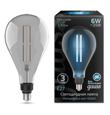 Лампа светодиодная LED Vintage Filament Straight PS160 6W E27 290*160mm Gray 330lm 4000K 1/6  179802205  Gauss